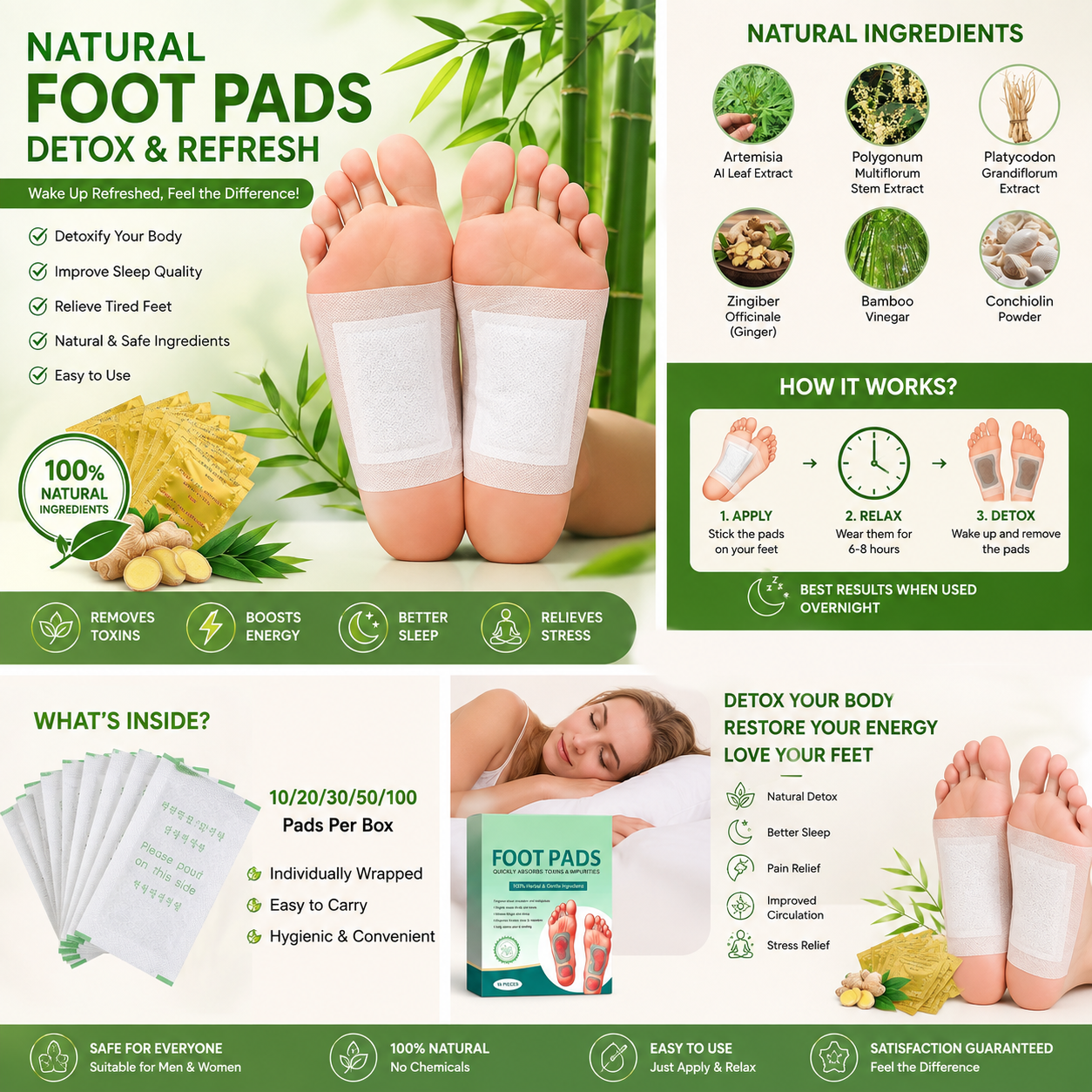 Foot Patches-Wake Up Feeling Refreshed with Natural Herbal Foot Patches
