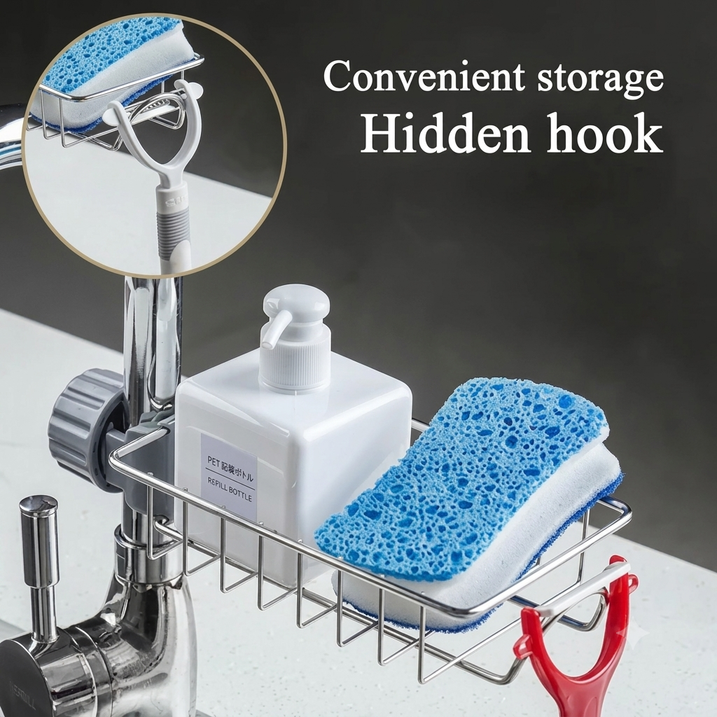Stainless Steel Faucet Sink Organizer Rack