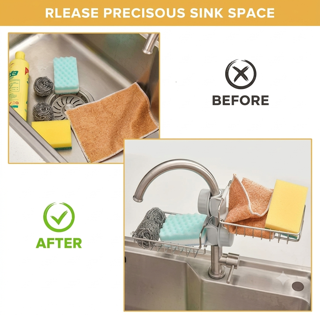 Stainless Steel Faucet Sink Organizer Rack